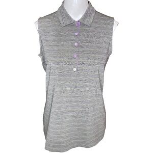 EP New York Golf Jersey Sleeveless Space Dye Placket Polo Lilac Mist/Multi M New